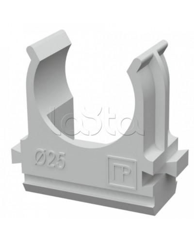 Крепёж-клипса для труб д25 безгалогенная (HF) атмосферостойкая серая (100шт/1000шт уп/кор) Промрукав (PR13.0346) в Стерлитамаке Держатели, клипсы, скобы Pintop.ru