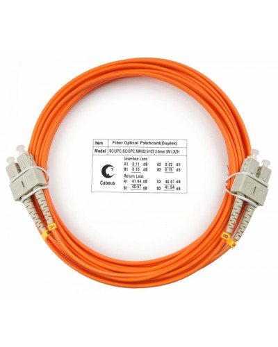 Шнур оптический duplex SC-SC 62,5/125 mm 5м LSZH Cabeus FOP-62-SC-SC-5m в Стерлитамаке Патч-корды оптические Pintop.ru