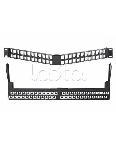 Коммутационная угловая панель 19” наборная, FTP, 1U, 48 портов, черный Eurolan (27A-00-48-01BL) в Стерлитамаке Патч панель Pintop.ru