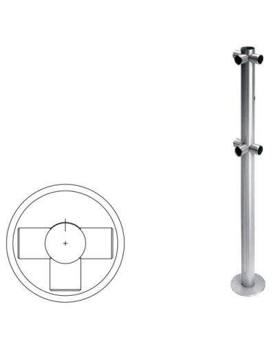 Стойка ограждения Т-образная с отверстием под фиксатор (антик серебро) Oxgard в Стерлитамаке Ограждения Pintop.ru