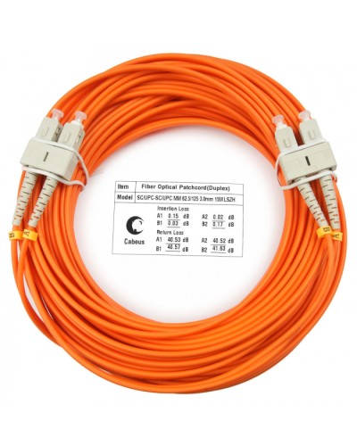 Шнур оптический duplex SC-SC 62,5/125 mm 20м LSZH Cabeus FOP-62-SC-SC-20m в Стерлитамаке Патч-корды оптические Pintop.ru