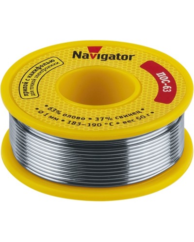 Припой Navigator 93 776 NEM-Pos05-63K-1-K50 (ПОС-63, катушка, 1 мм, 50 гр) в Стерлитамаке Аксессуары для кабель-канала Pintop.ru