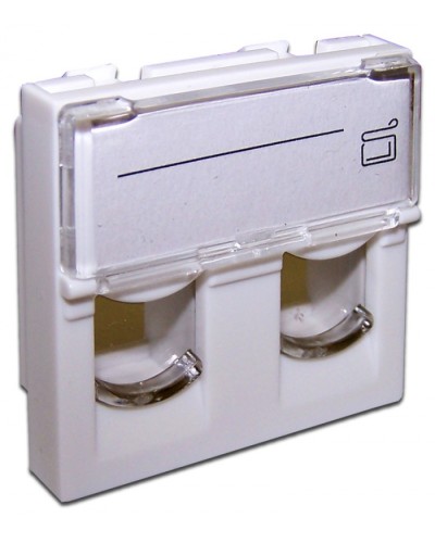 Вставка 45x45 на 2 модуля, со шторкой и увеличенным окном маркировки, белая LANMASTER (LAN-SIP-24L-WH) в Стерлитамаке Коннекторы и разъемы Pintop.ru