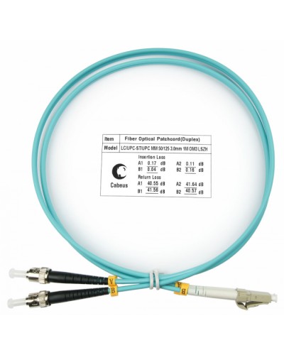Шнур оптический duplex LC-ST 50/125 MM OM3 1 м LSZH Cabeus FOP-50-LC-ST-1M в Стерлитамаке Патч-корды и пигтейлы Pintop.ru