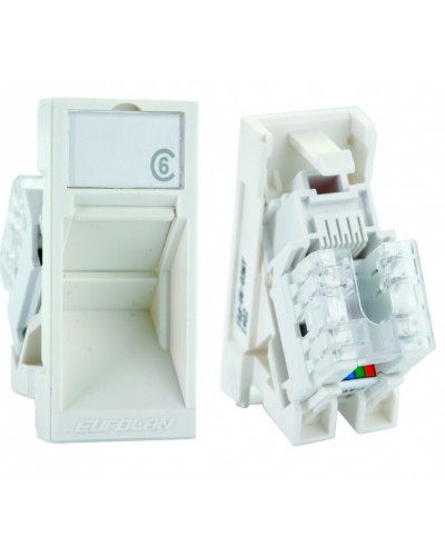 Розеточный модуль UTP категории 6 Mosaic серии 45 RJ45 Eurolan (16A-U6-03WT) в Стерлитамаке Модули Keystone Pintop.ru