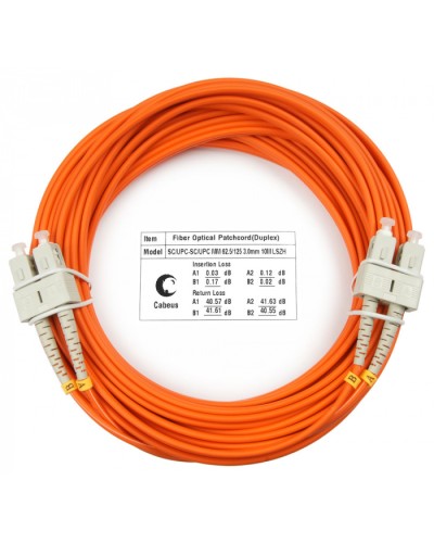 Шнур оптический duplex SC-SC 62,5/125 mm 10м LSZH Cabeus FOP-62-SC-SC-10m в Стерлитамаке Патч-корды оптические Pintop.ru