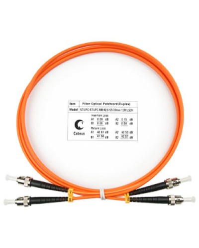 Шнур оптический duplex ST-ST 62,5/125 mm 1,5м LSZH Cabeus FOP-62-ST-ST-1,5m в Стерлитамаке Патч-корды оптические Pintop.ru