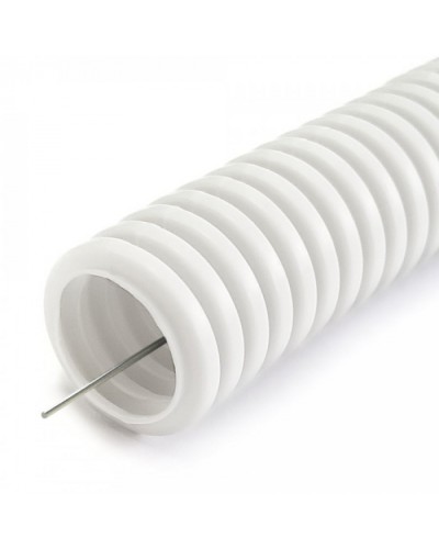 Труба гофр ПЛЛ легкая безгалогенная (HF) негорючая (НГ) белая с/з d20 мм (50м/уп) Промрукав (PR02.0331) в Стерлитамаке Труба гофрированная Pintop.ru